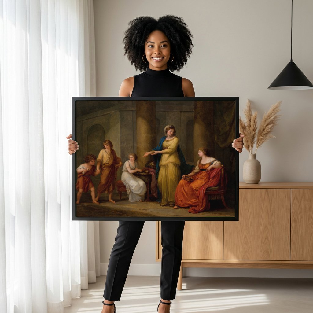 Quadro Decorativo A Família de Darius Antes de Alexandre - Angelica Kauffmann com modelo em ambiente