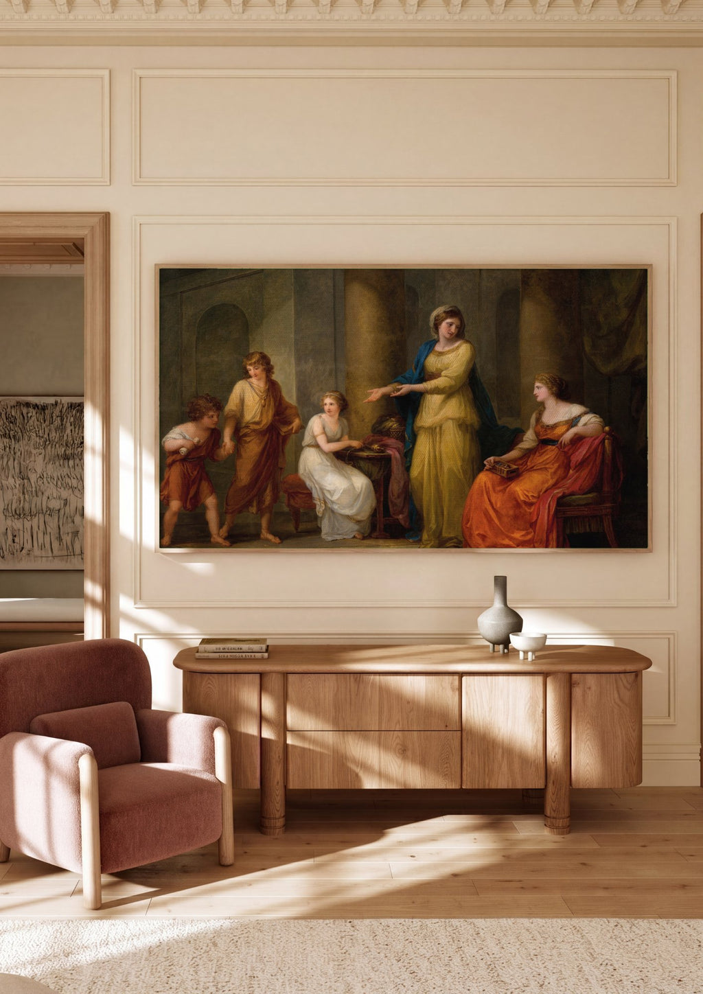 Quadro Decorativo A Família de Darius Antes de Alexandre - Angelica Kauffmann em ambiente decorado