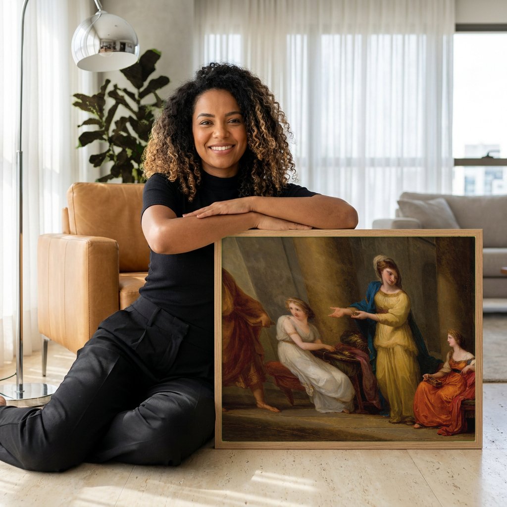 Quadro Decorativo A Família de Darius Antes de Alexandre - Angelica Kauffmann com modelo em ambiente