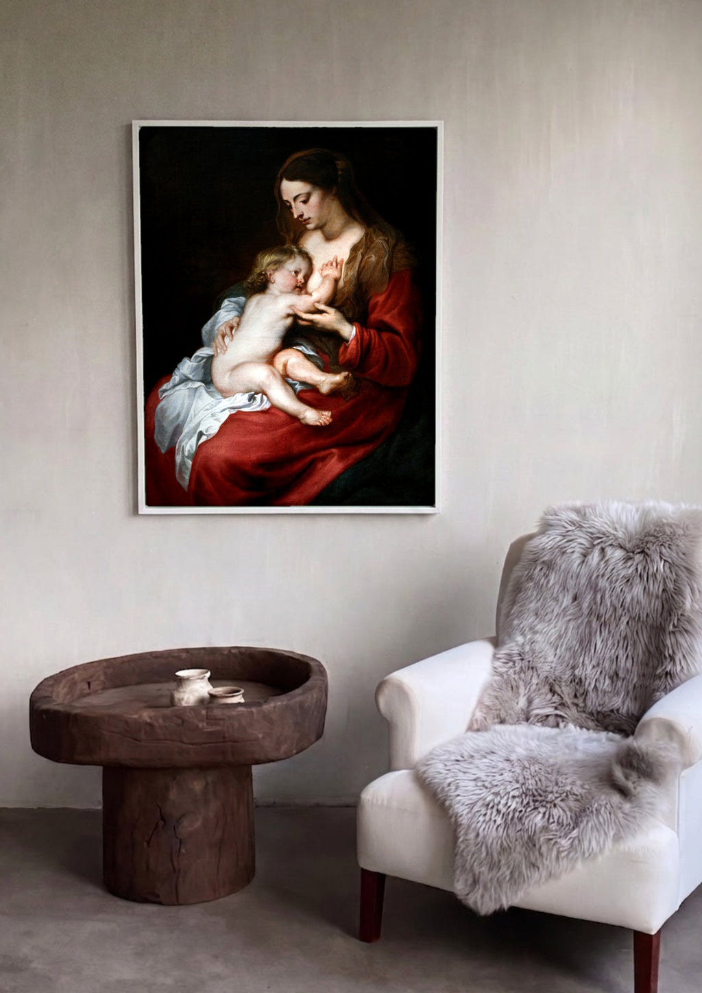 Quadro Decorativo Madona com o Menino - Anthony van Dyck em ambiente decorado