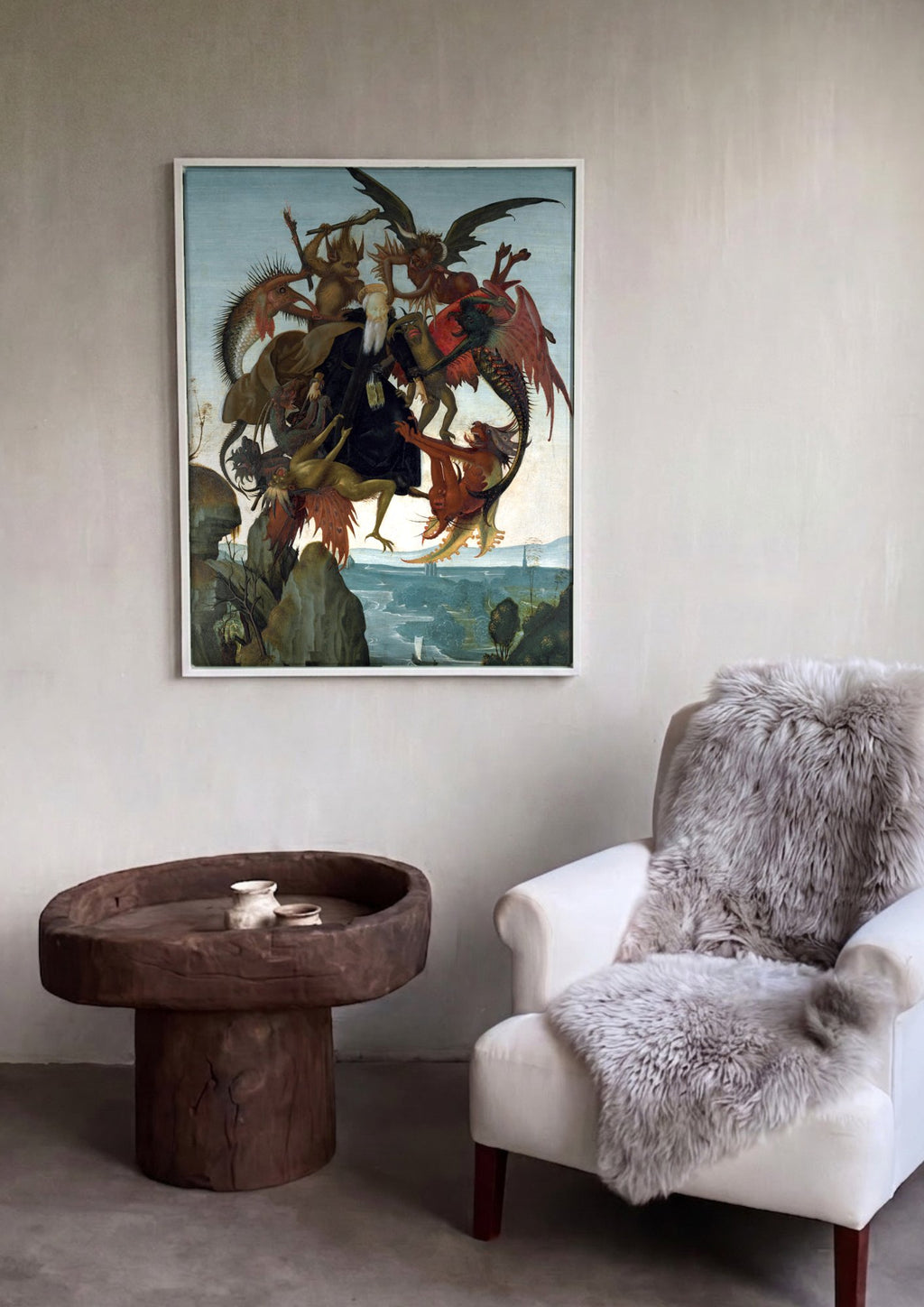 Quadro Decorativo A Tentação de Santo Antão - Michelangelo em ambiente decorado