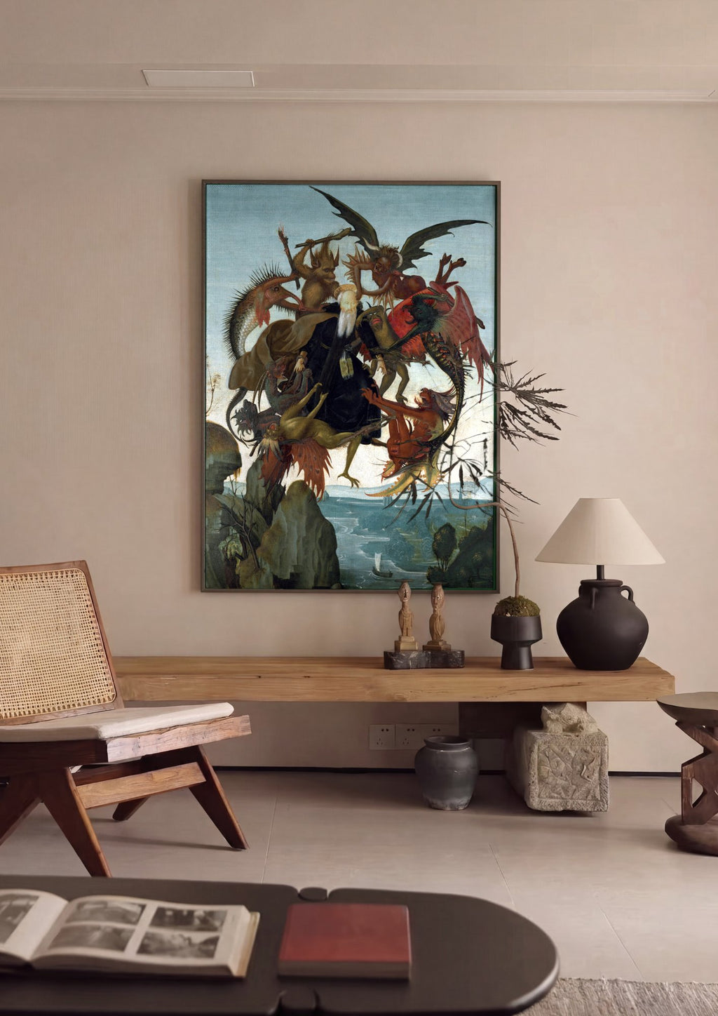 Quadro Decorativo A Tentação de Santo Antão - Michelangelo em ambiente decorado