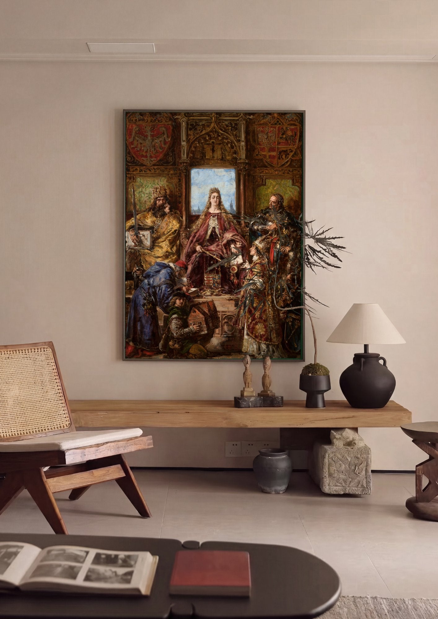Quadro Decorativo A Homenagem Prussiana - Jan Matejko em ambiente decorado