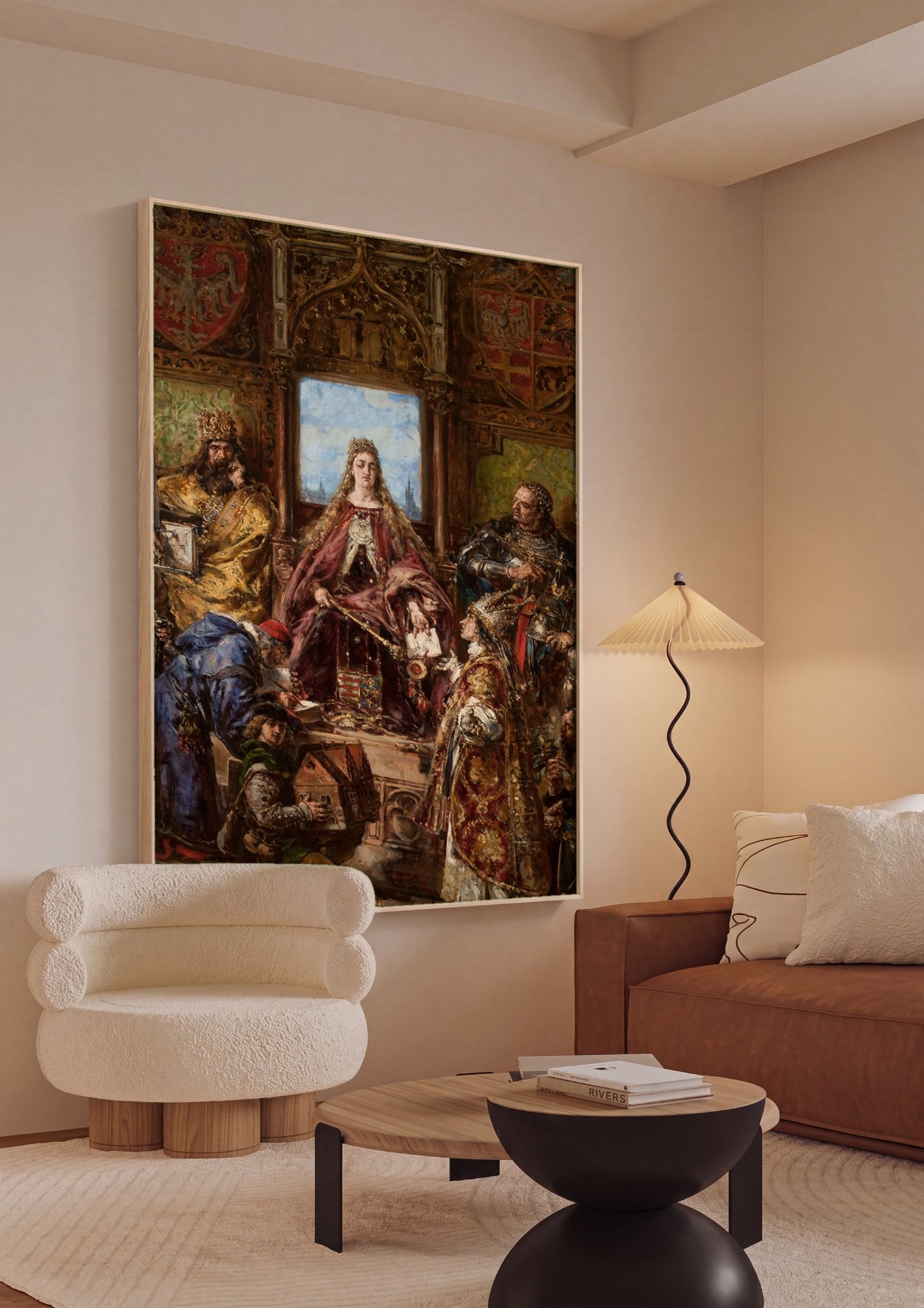 Quadro Decorativo A Homenagem Prussiana - Jan Matejko em ambiente decorado