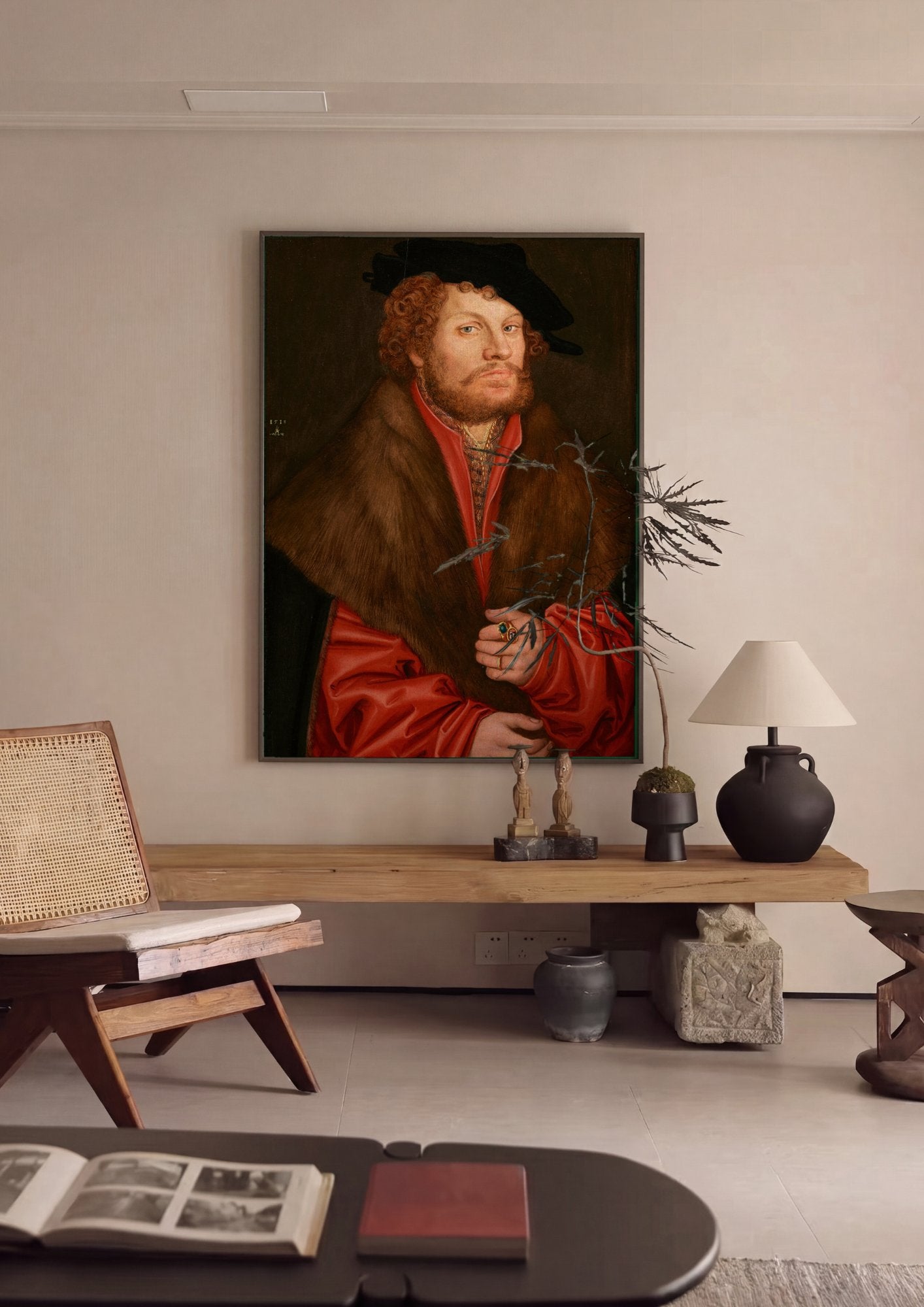 Quadro Decorativo Retrato de Homem - Cranach, o Velho em ambiente decorado