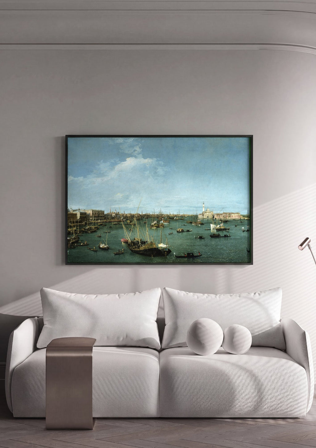 Quadro Decorativo 'A Lagoa de Veneza' - Canaletto em ambiente decorado