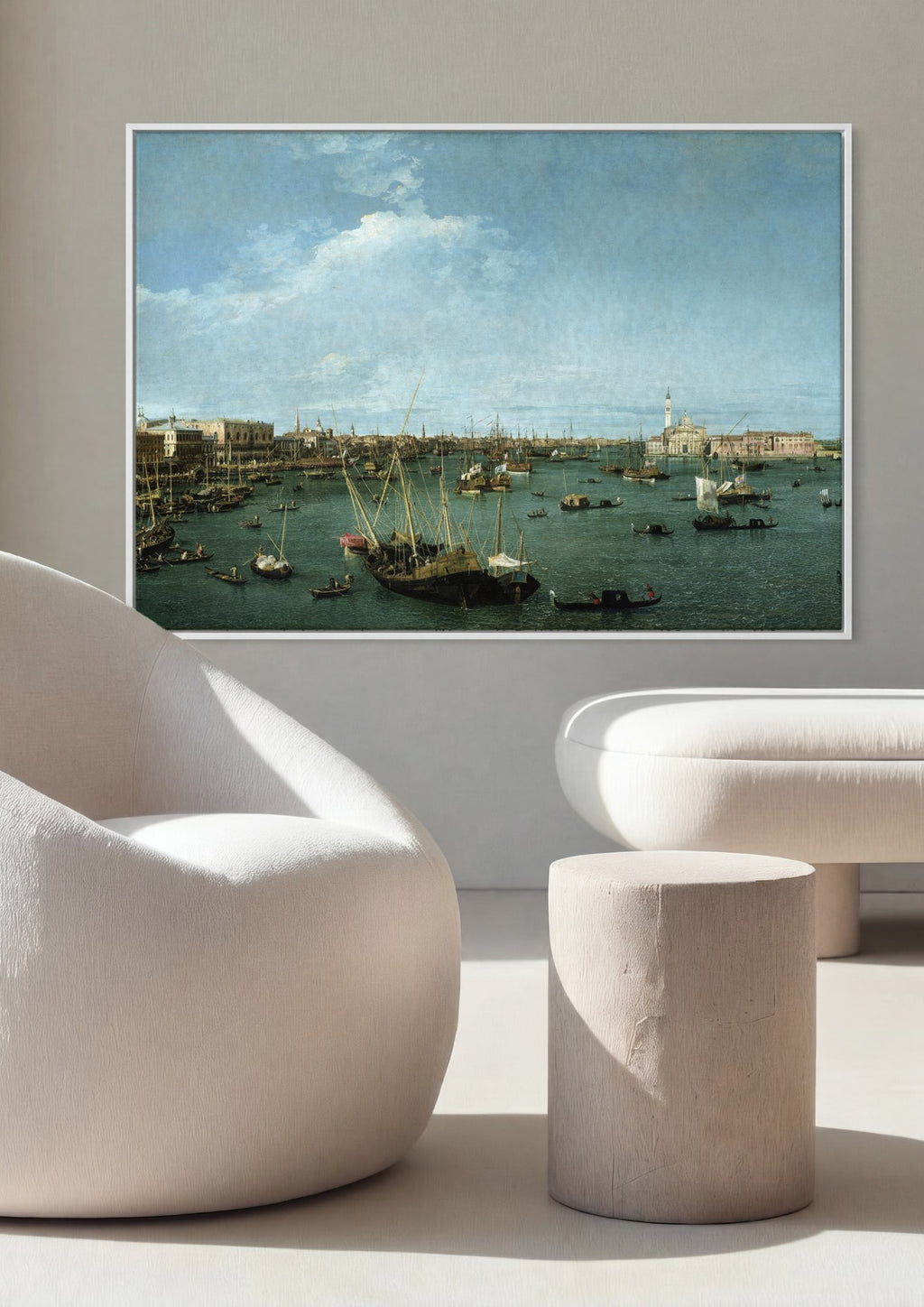 Quadro Decorativo 'A Lagoa de Veneza' - Canaletto em ambiente decorado