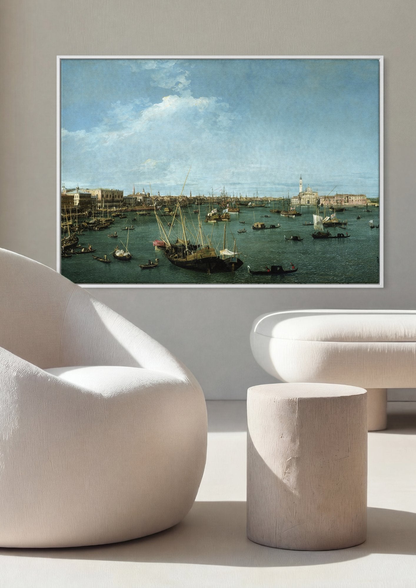 Quadro Decorativo 'A Lagoa de Veneza' - Canaletto em ambiente decorado
