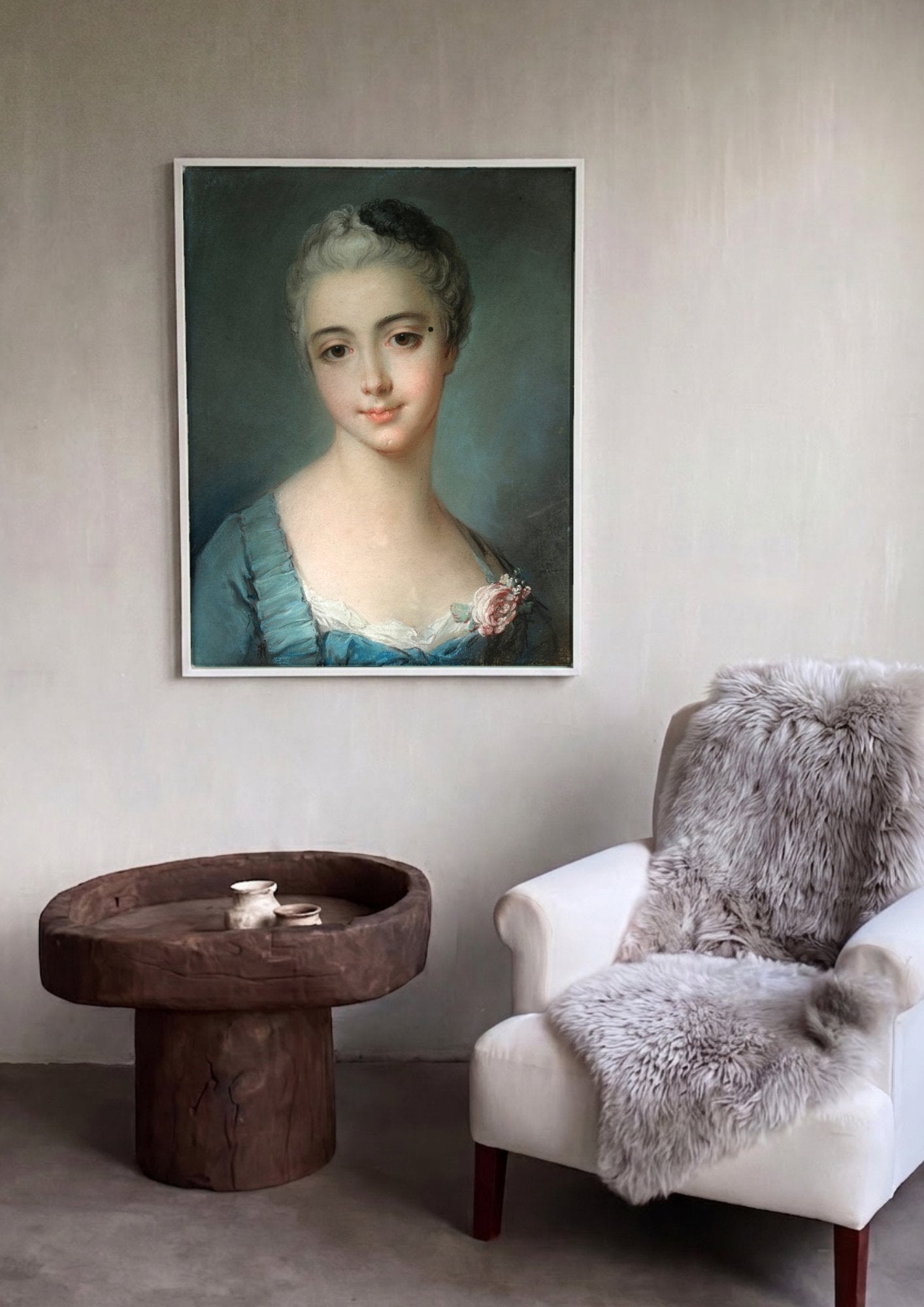 Quadro Decorativo Retrato Feminino - François Boucher em ambiente decorado