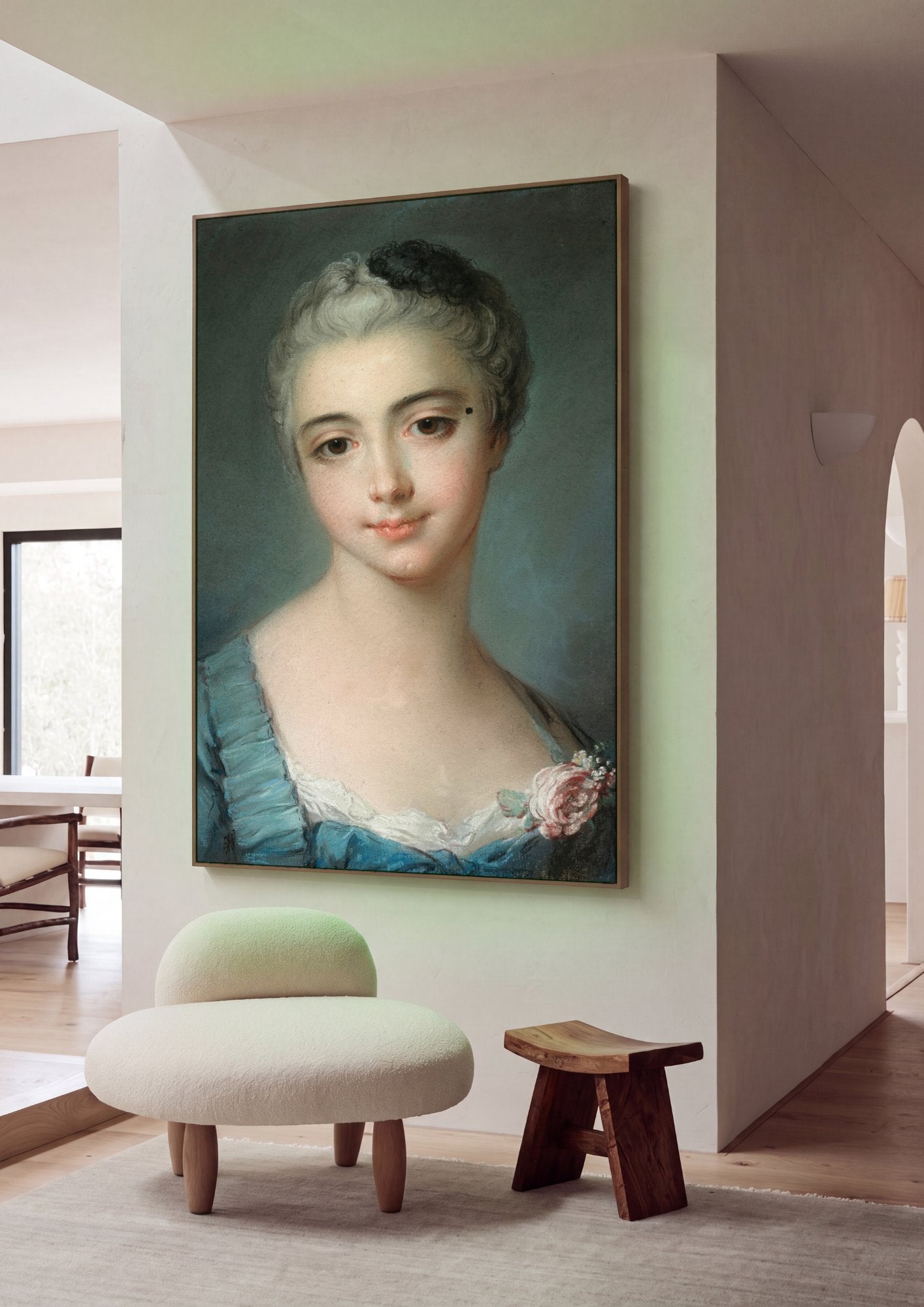Quadro Decorativo Retrato Feminino - François Boucher em ambiente decorado