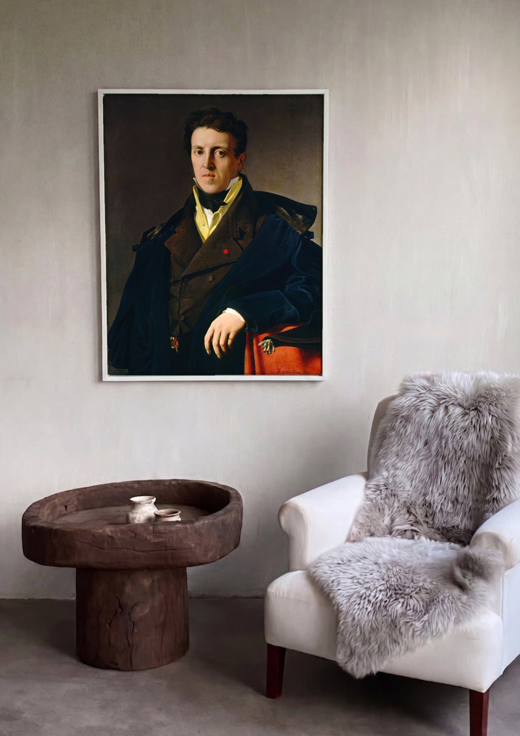 Quadro Decorativo Retrato de Louis-François Bertin - Ingres em ambiente decorado