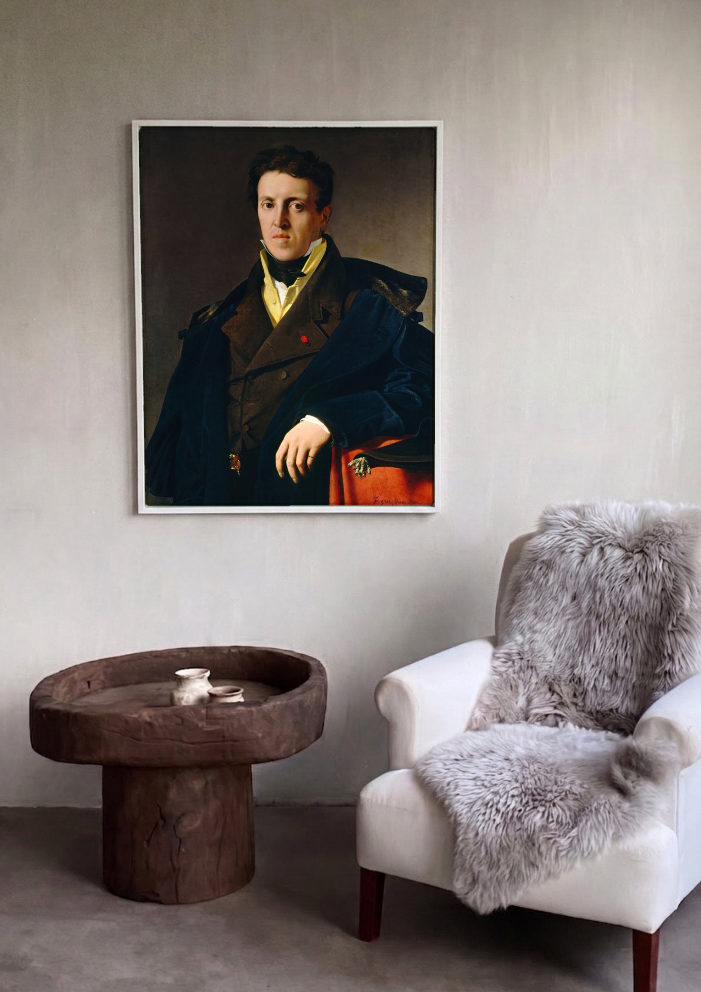 Quadro Decorativo Retrato de Louis-François Bertin - Ingres em ambiente decorado