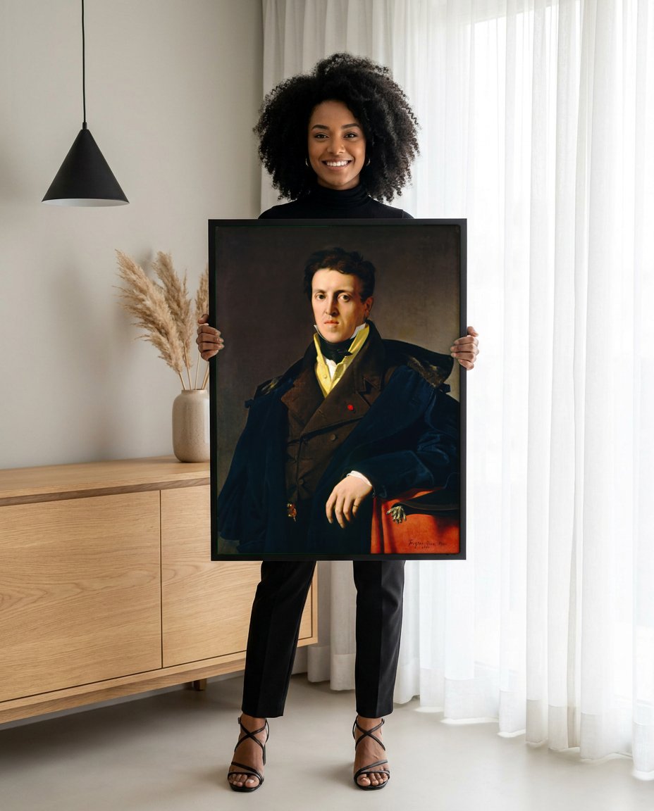 Quadro Decorativo Retrato de Louis-François Bertin - Ingres com modelo em ambiente