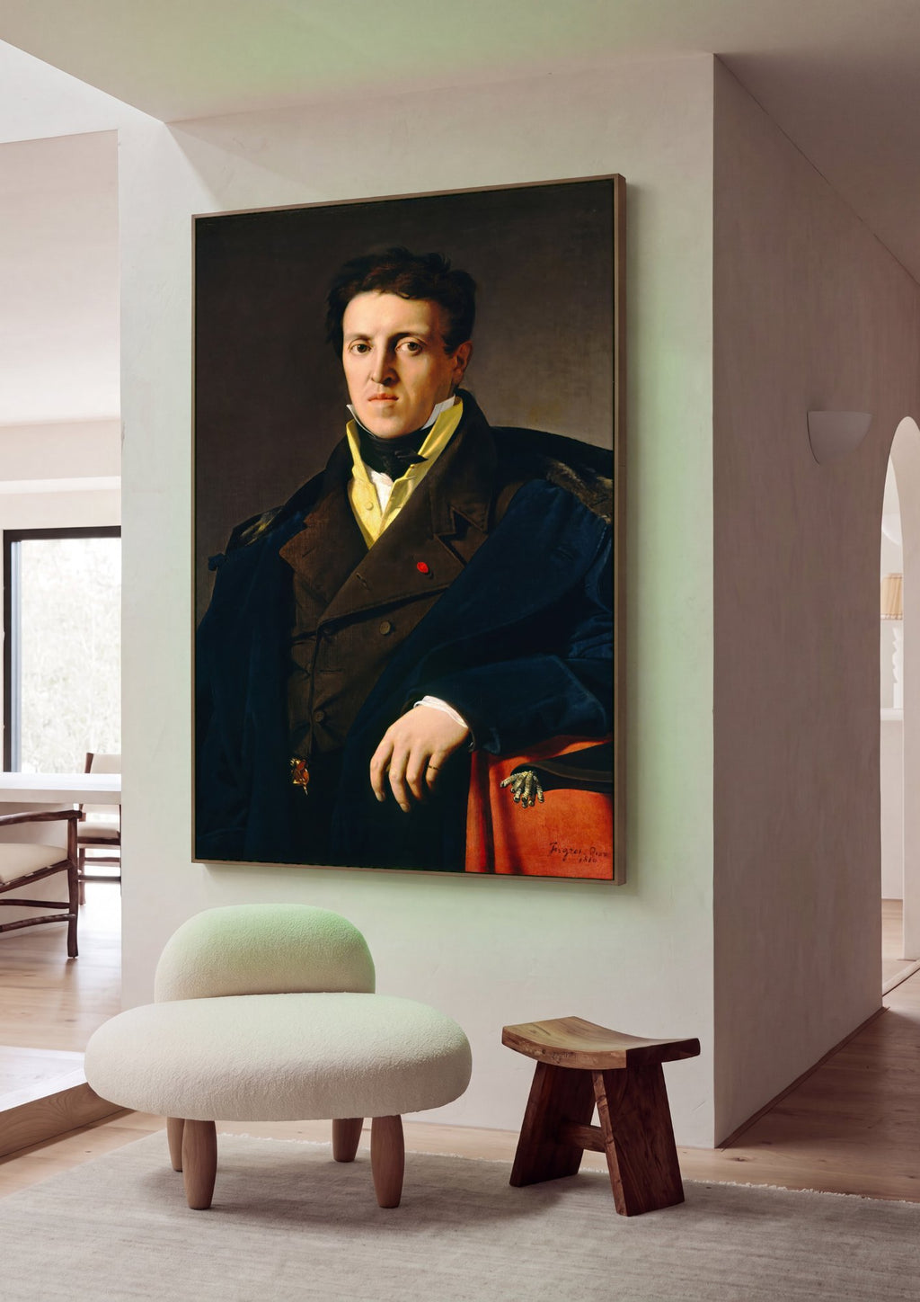 Quadro Decorativo Retrato de Louis-François Bertin - Ingres em ambiente decorado