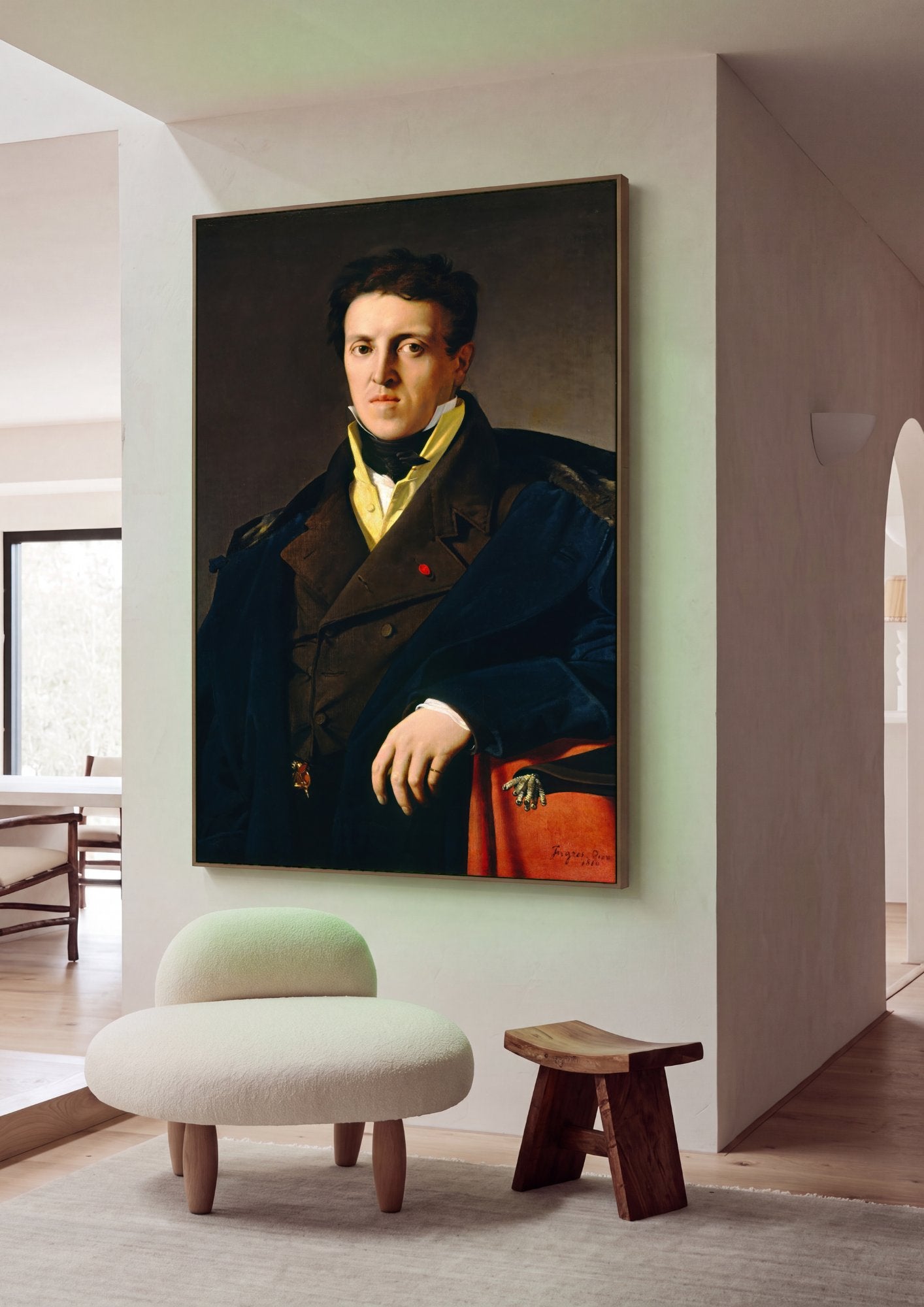 Quadro Decorativo Retrato de Louis-François Bertin - Ingres em ambiente decorado