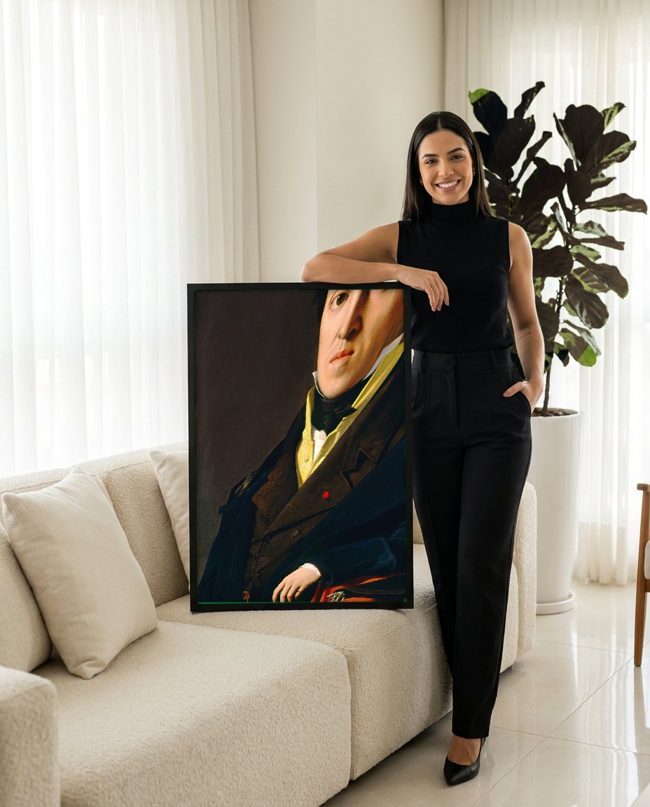 Quadro Decorativo Retrato de Louis-François Bertin - Ingres com modelo em ambiente