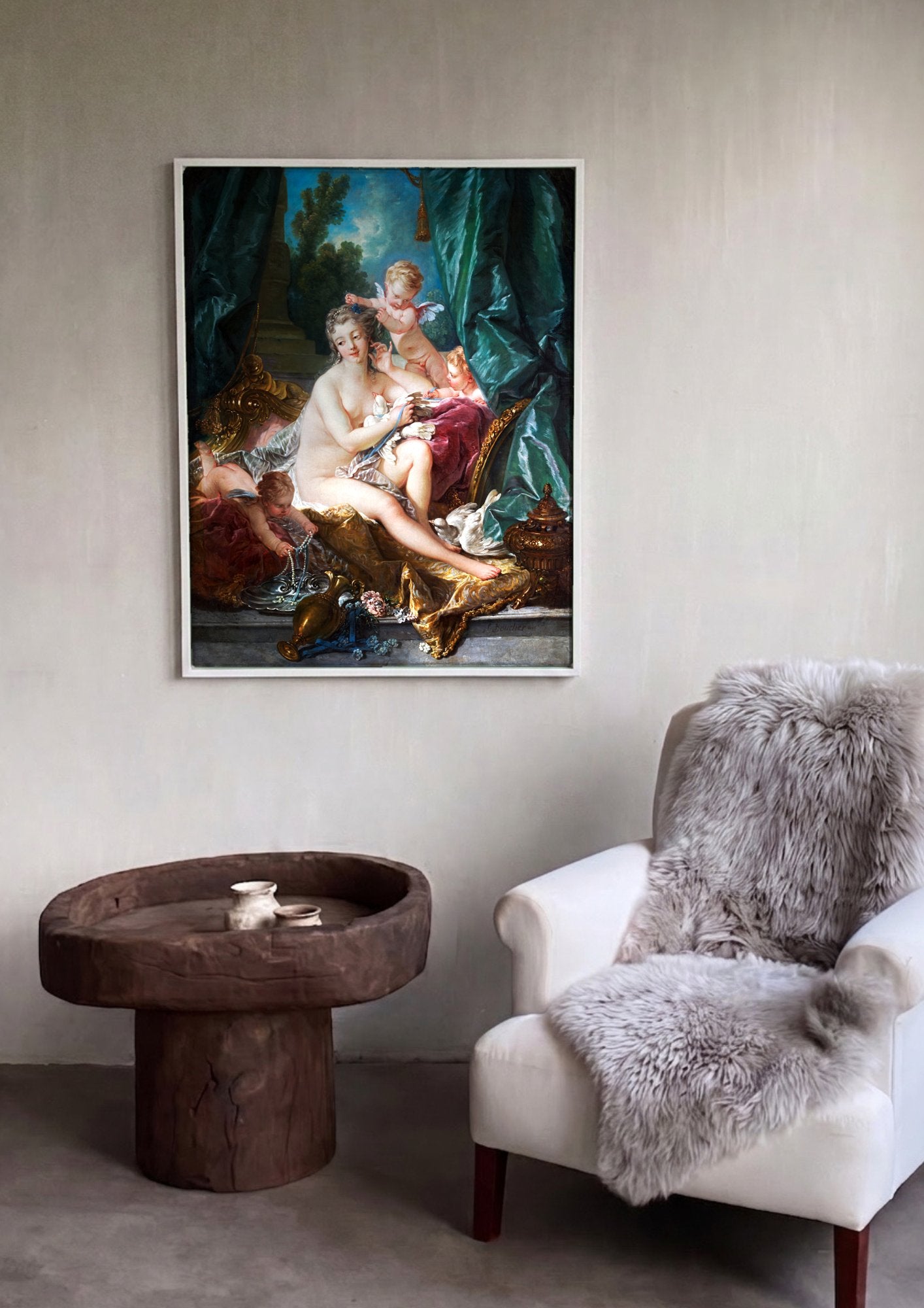 Quadro Decorativo O Banho de Vênus - François Boucher em ambiente decorado