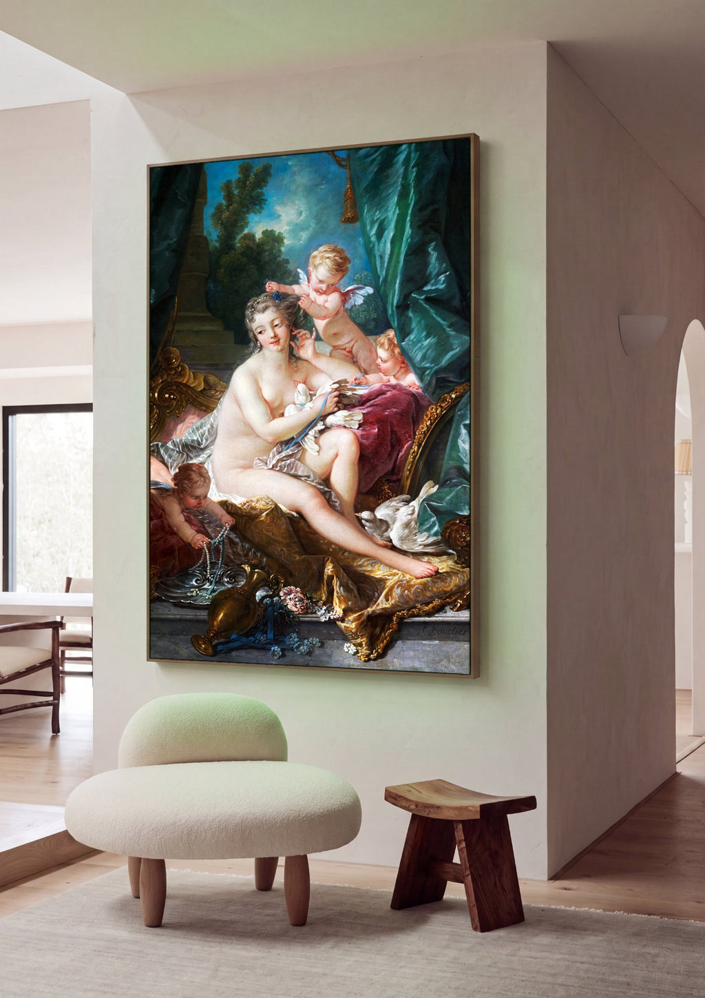 Quadro Decorativo O Banho de Vênus - François Boucher em ambiente decorado