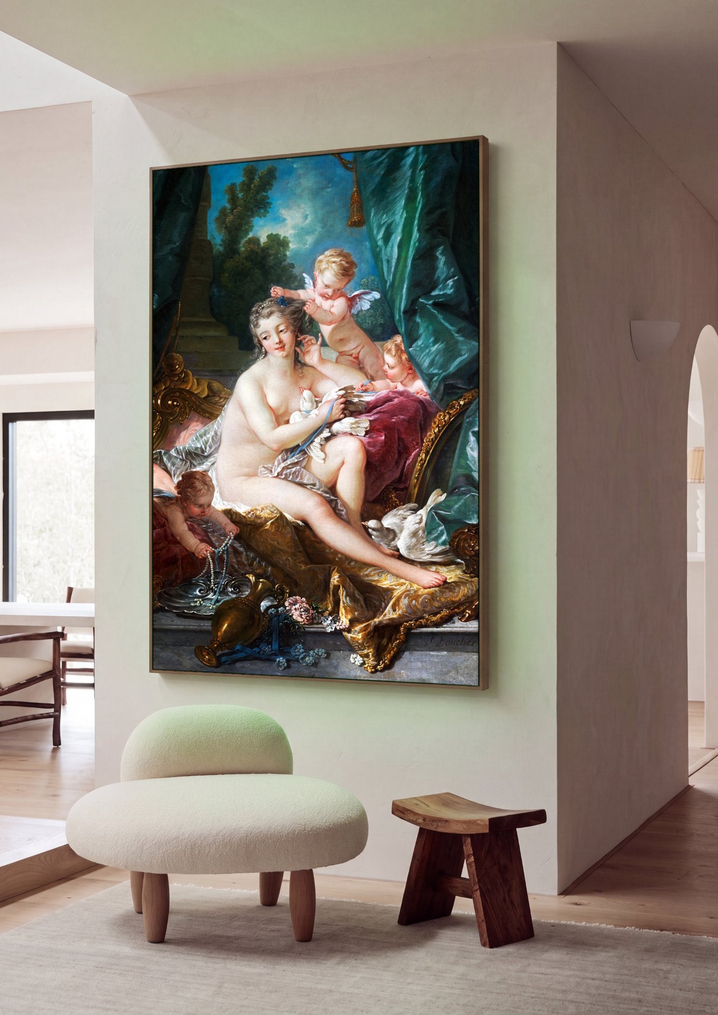 Quadro Decorativo O Banho de Vênus - François Boucher em ambiente decorado