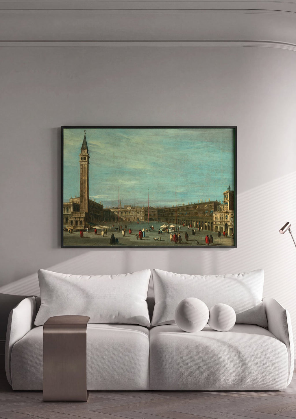 Quadro Decorativo Piazza San Marco - Francesco Guardi em ambiente decorado