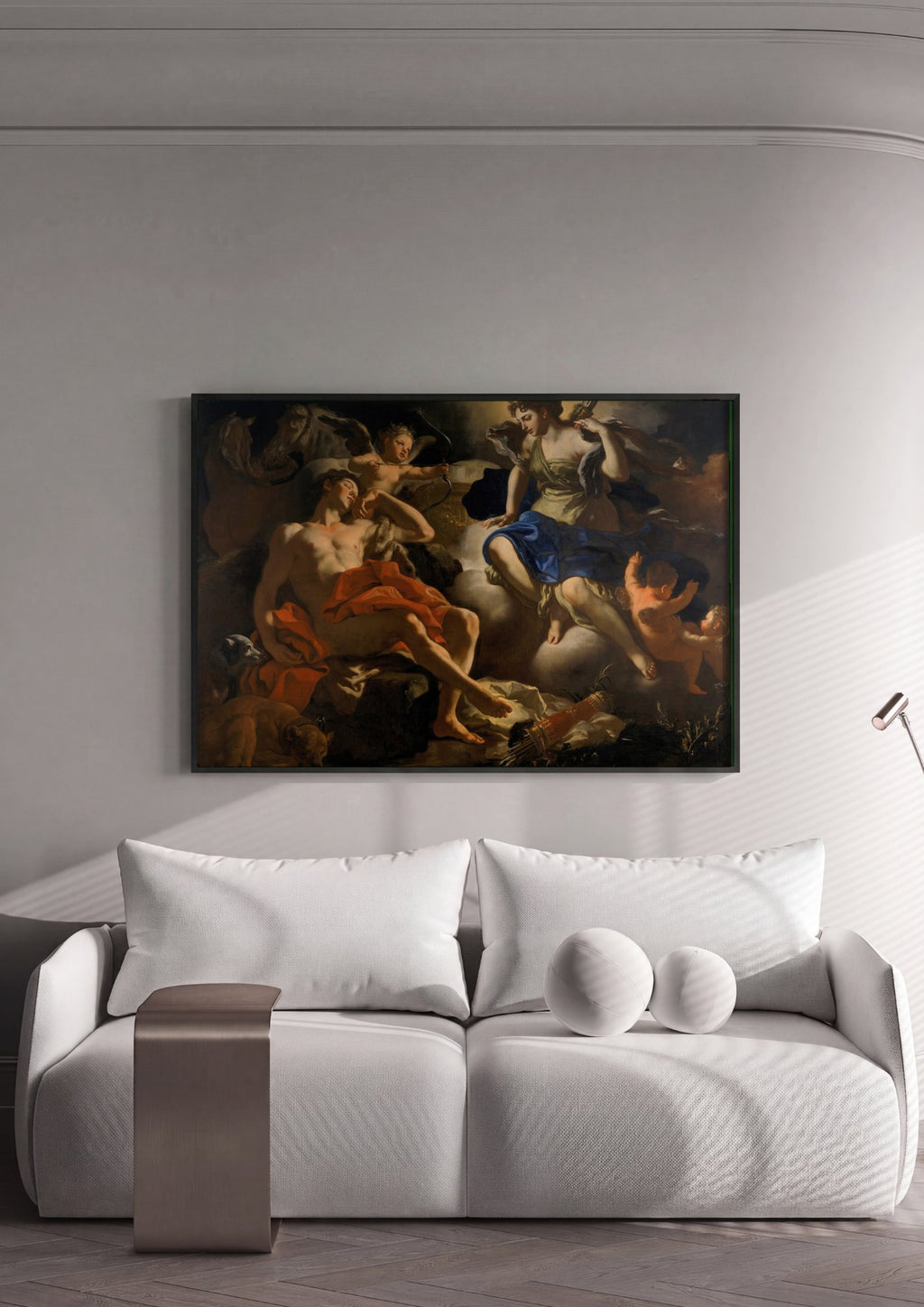 Quadro Decorativo Diana e Endimião - Francesco Solimena em ambiente decorado