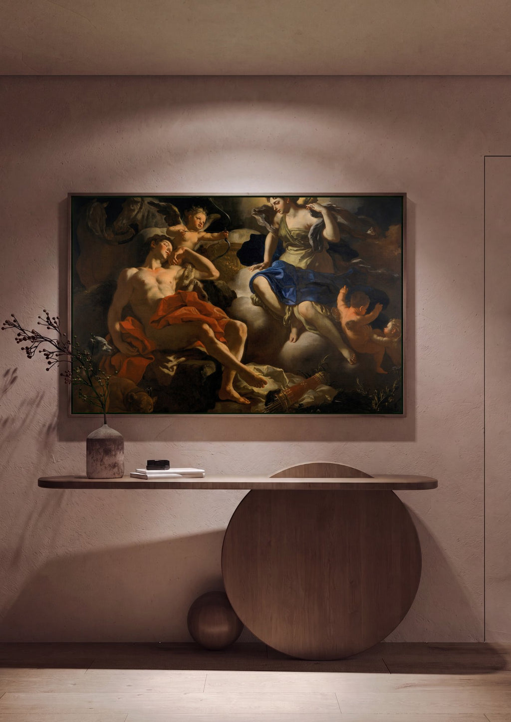 Quadro Decorativo Diana e Endimião - Francesco Solimena em ambiente decorado