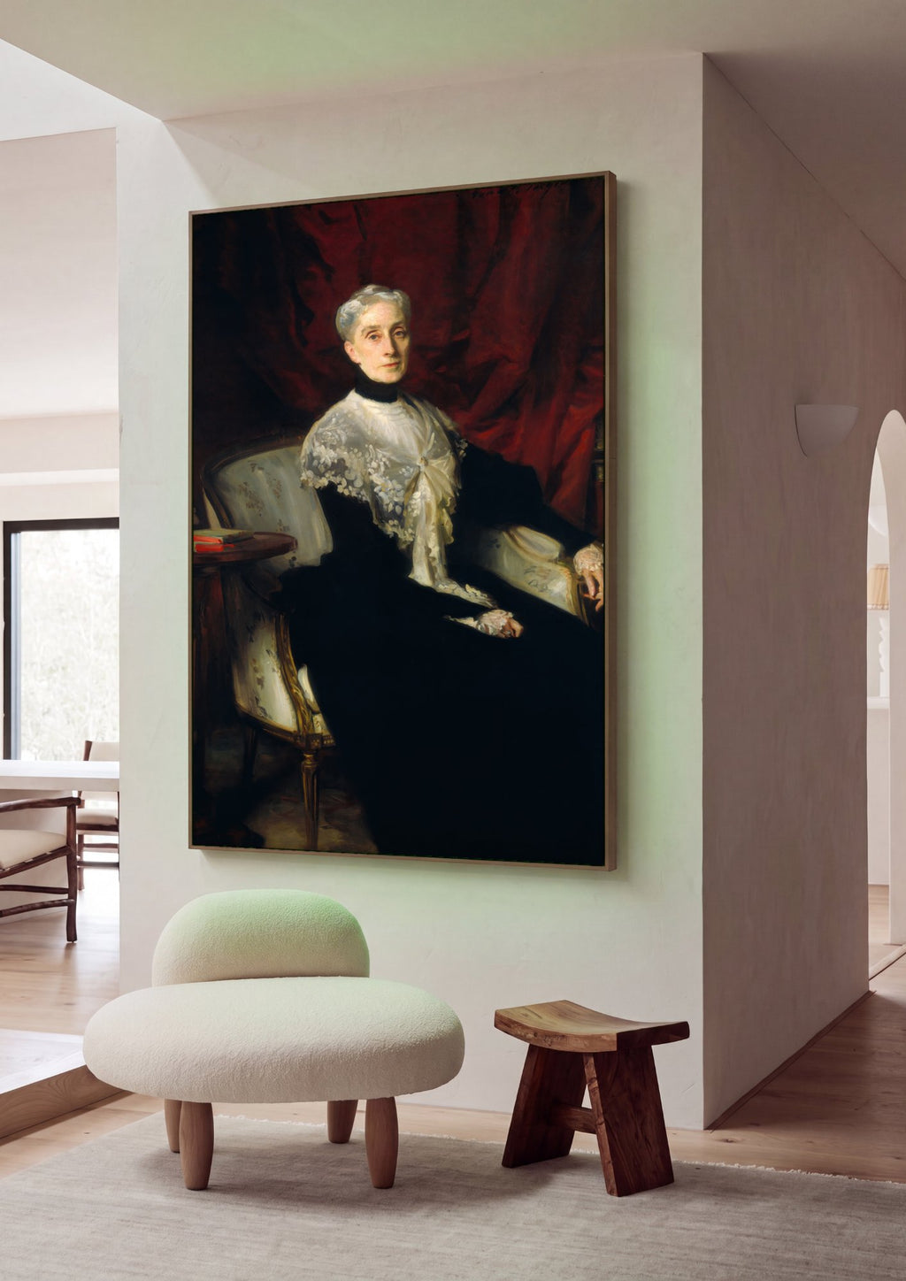 Quadro Decorativo Senhora com Xale Branco - John Singer Sargent em ambiente decorado