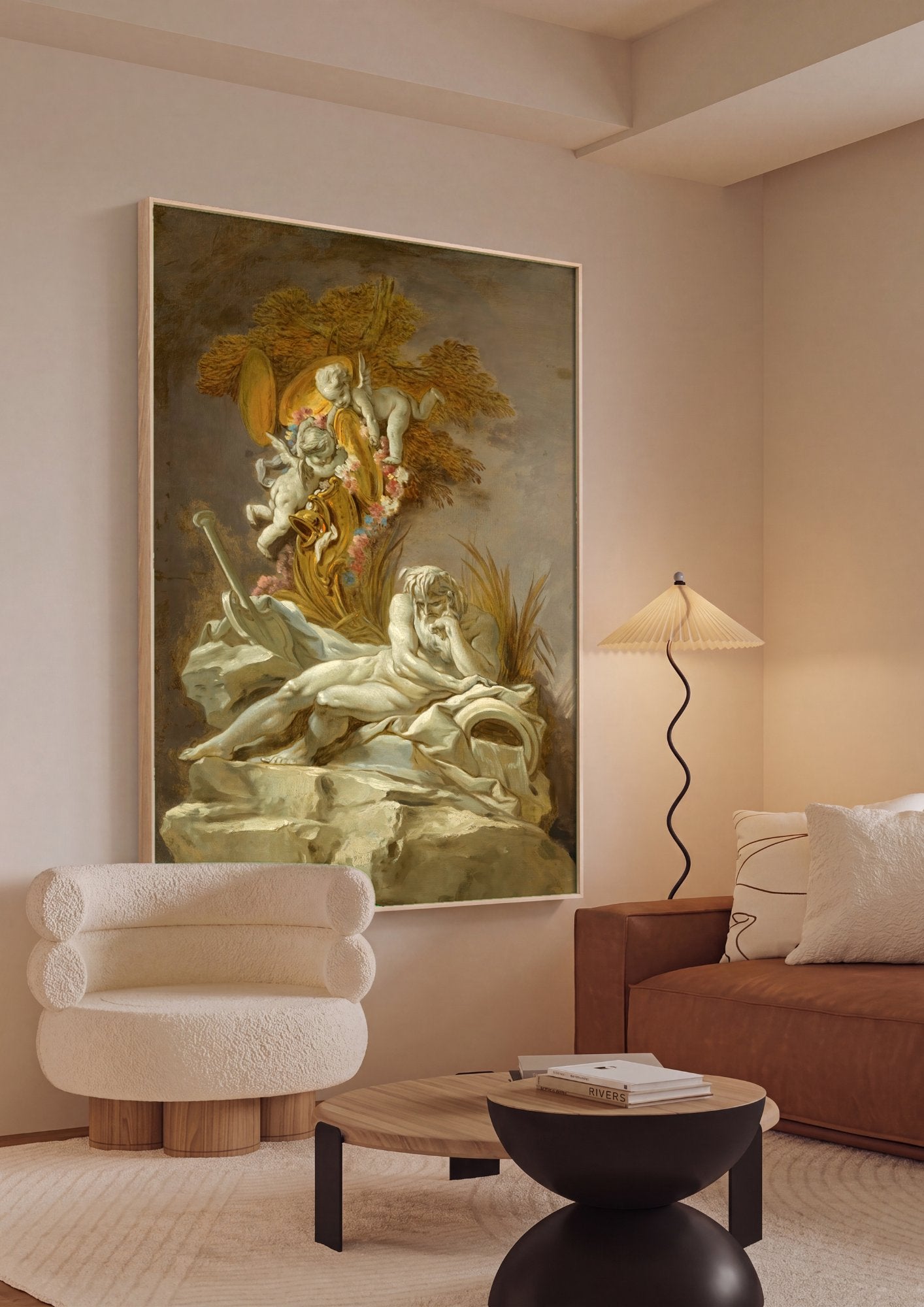 Quadro Decorativo Apolo e as Musas - François Boucher em ambiente decorado