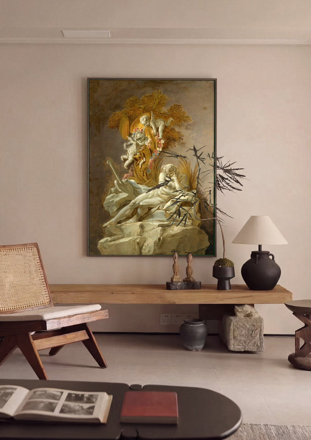 Quadro Decorativo Apolo e as Musas - François Boucher em ambiente decorado