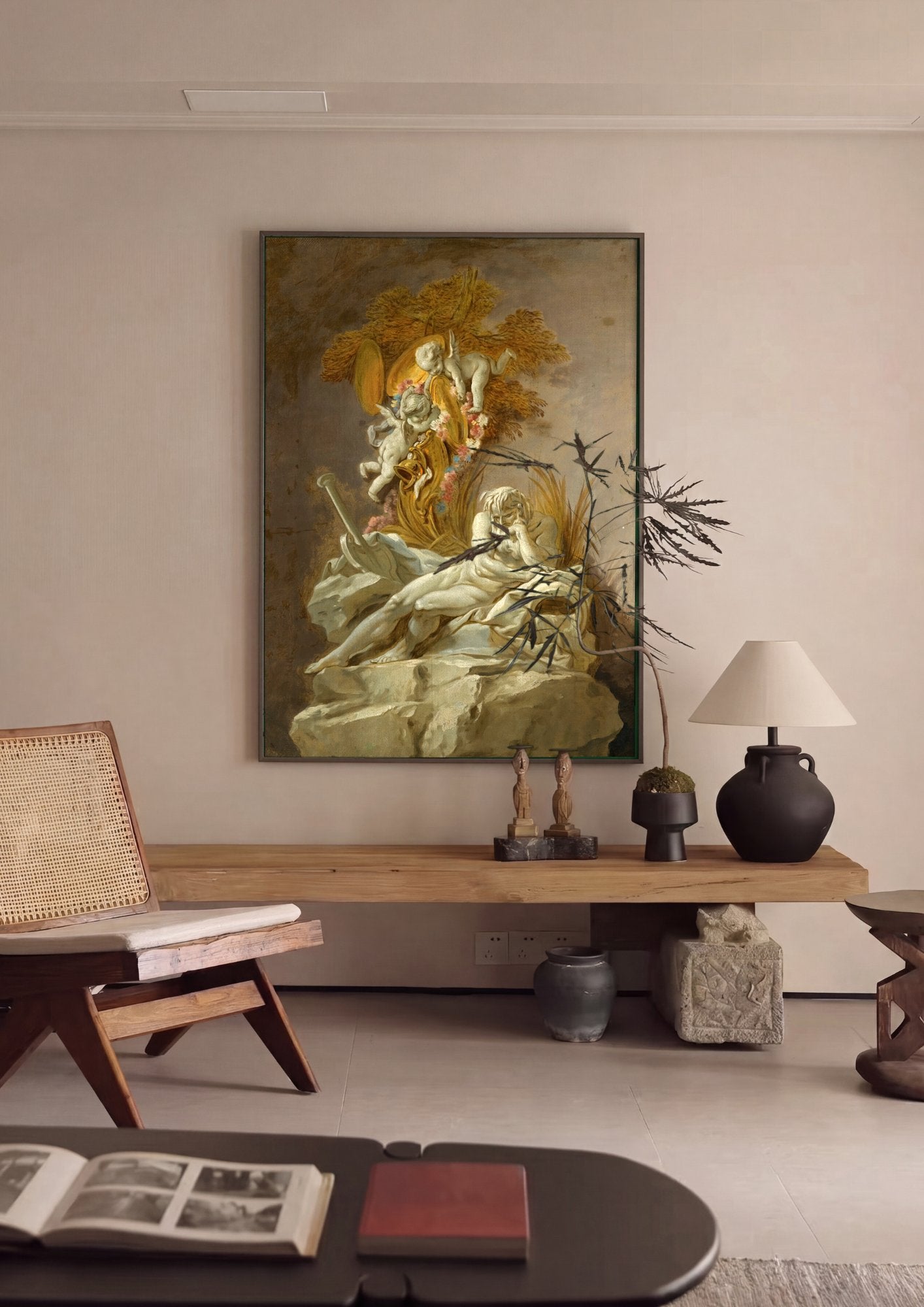 Quadro Decorativo Apolo e as Musas - François Boucher em ambiente decorado