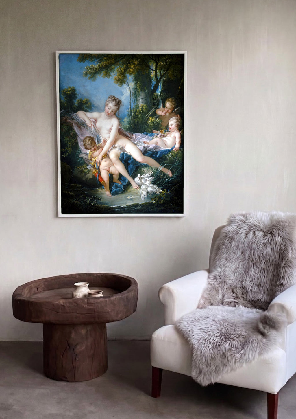 Quadro Decorativo O Banho de Vênus - François Boucher em ambiente decorado