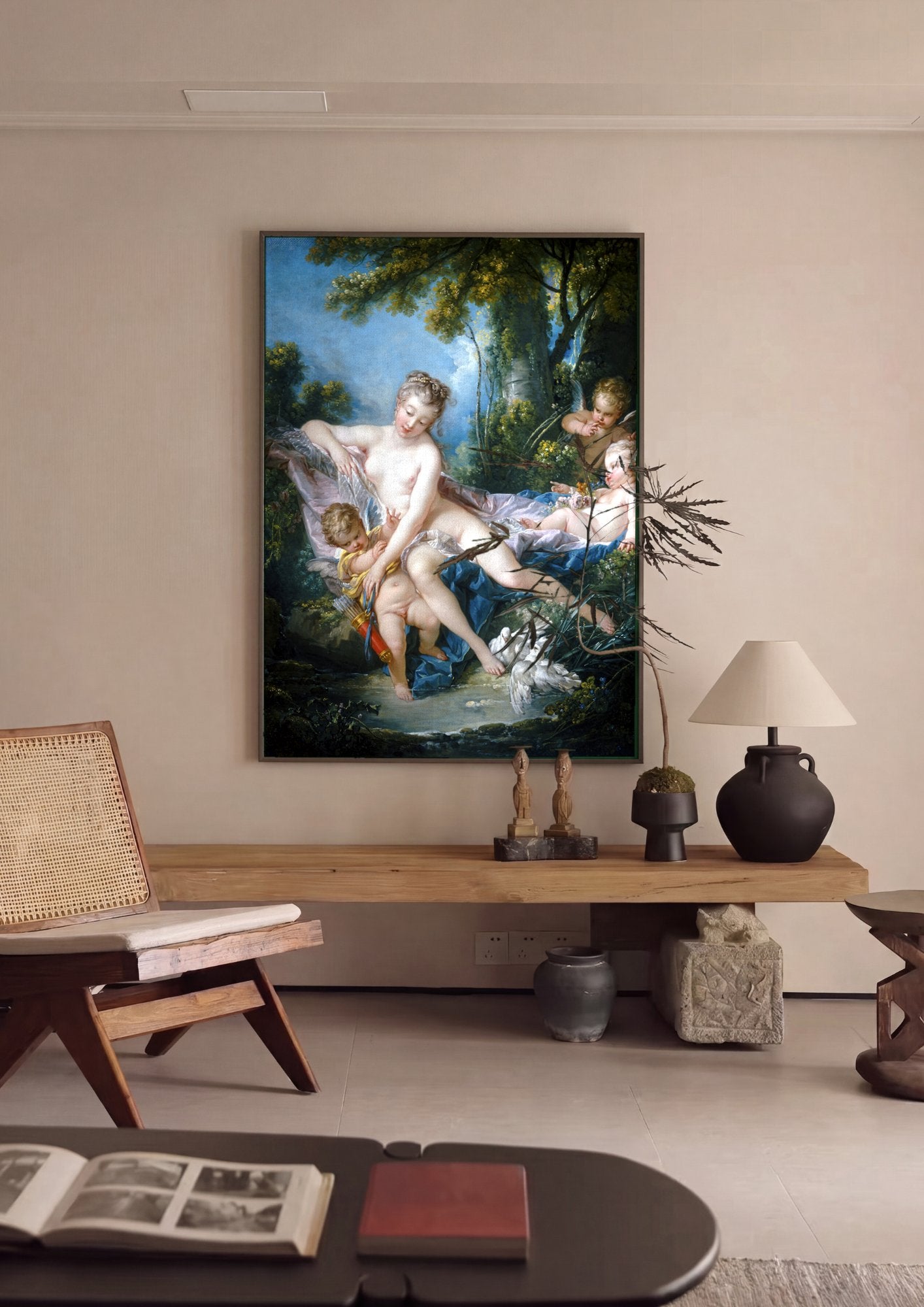 Quadro Decorativo O Banho de Vênus - François Boucher em ambiente decorado