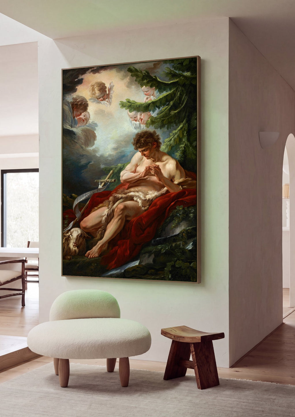 Quadro Decorativo São João Batista - François Boucher em ambiente decorado