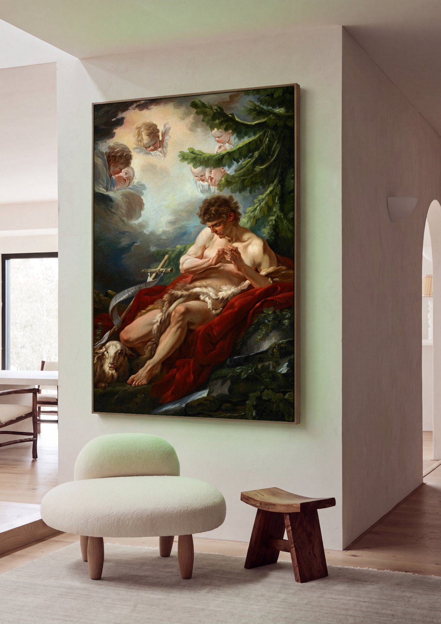 Quadro Decorativo São João Batista - François Boucher em ambiente decorado