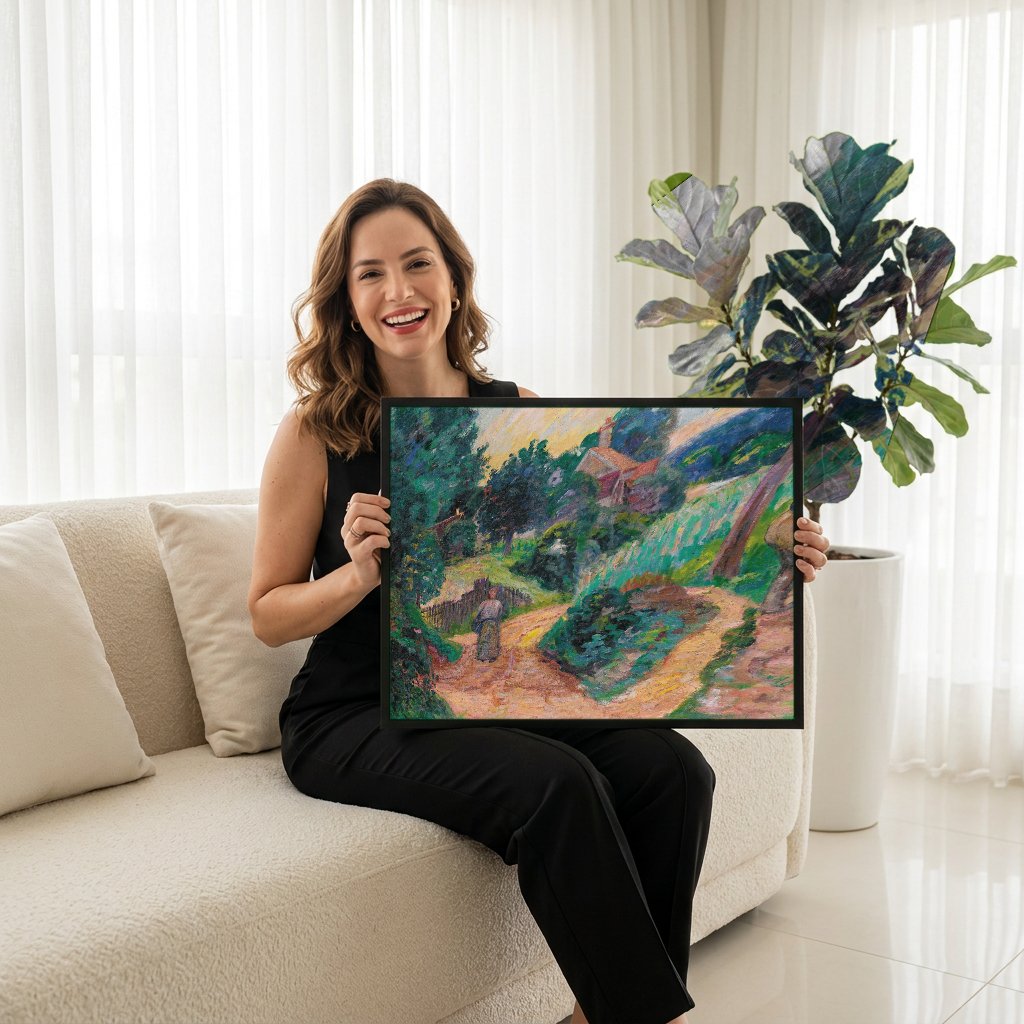 Quadro Decorativo Paisagem Rural - Armand Guillaumin com modelo em ambiente