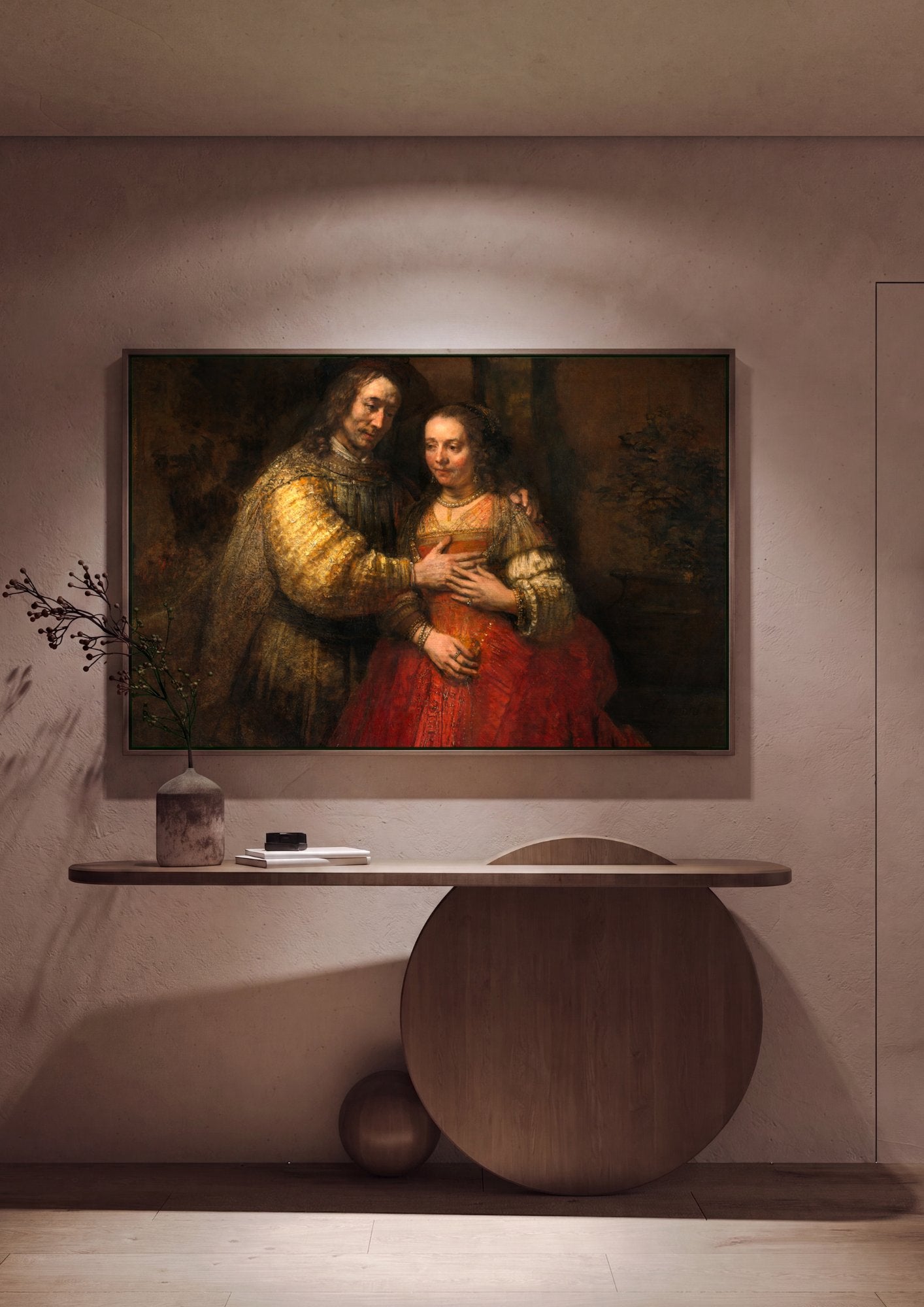Quadro Decorativo A Noiva Judia - Rembrandt em ambiente decorado