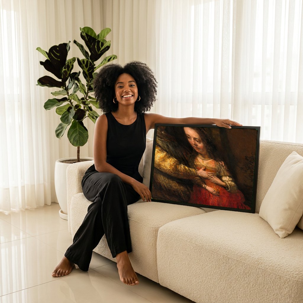 Quadro Decorativo A Noiva Judia - Rembrandt com modelo em ambiente