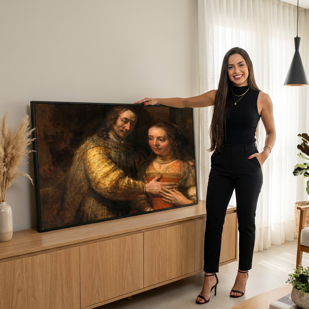 Quadro Decorativo A Noiva Judia - Rembrandt com modelo em ambiente