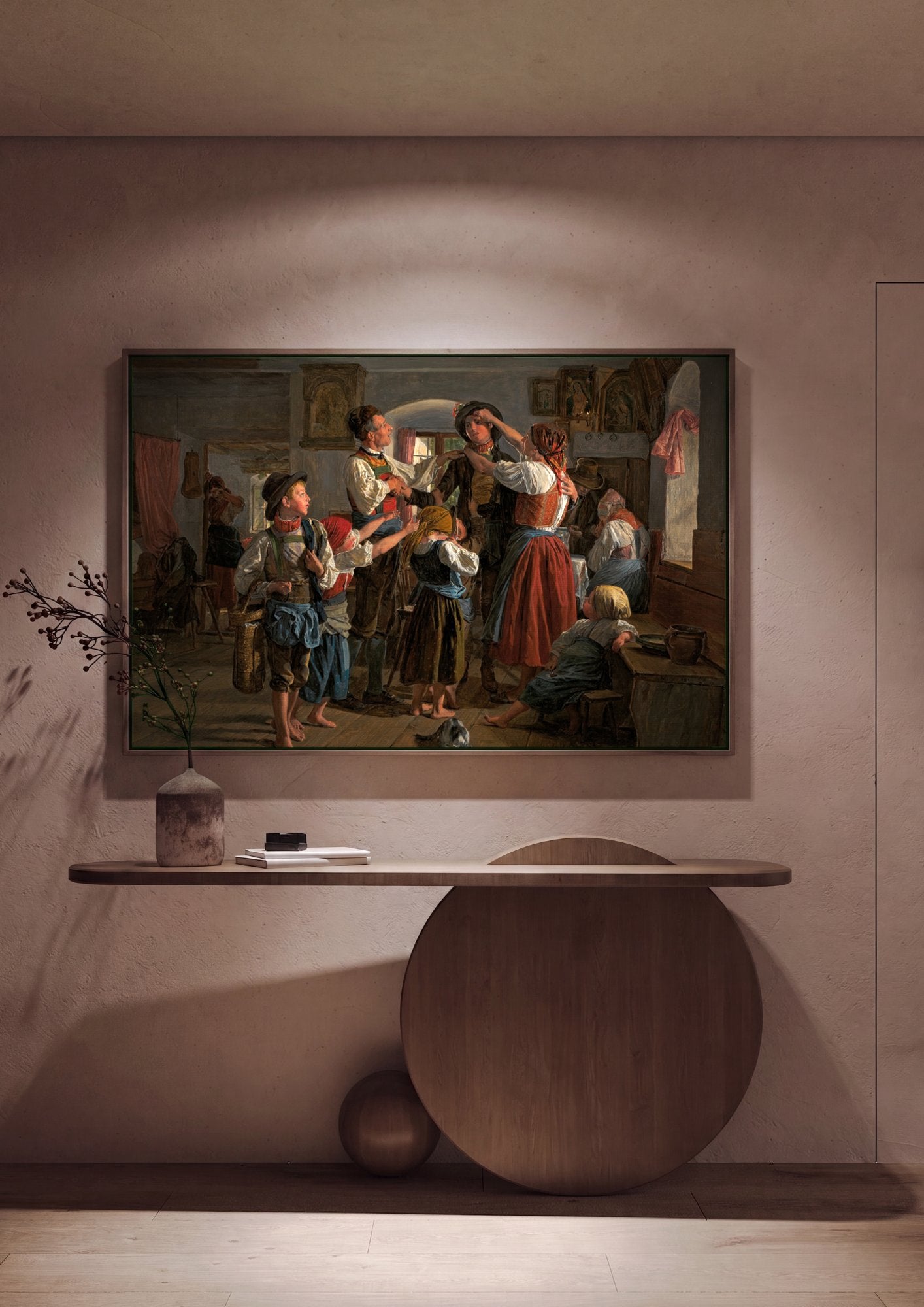 Quadro Decorativo A Preparação - Ferdinand Georg Waldmüller em ambiente decorado