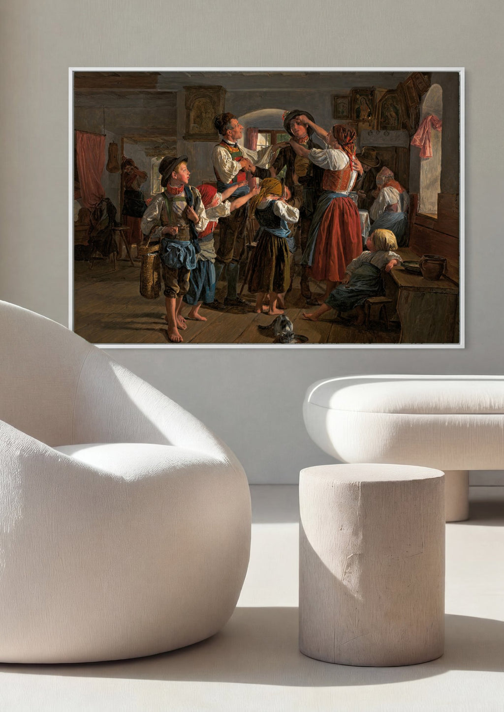 Quadro Decorativo A Preparação - Ferdinand Georg Waldmüller em ambiente decorado