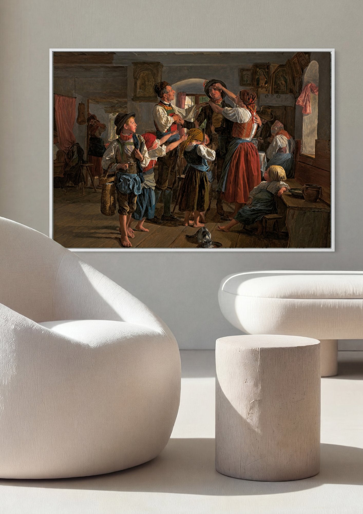Quadro Decorativo A Preparação - Ferdinand Georg Waldmüller em ambiente decorado
