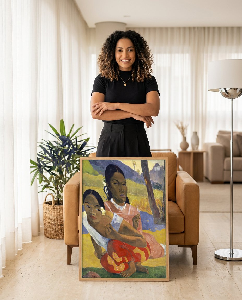 Quadro Decorativo Nafea Faa Ipoipo (Quando Te Casarás?) - Gauguin com modelo em ambiente