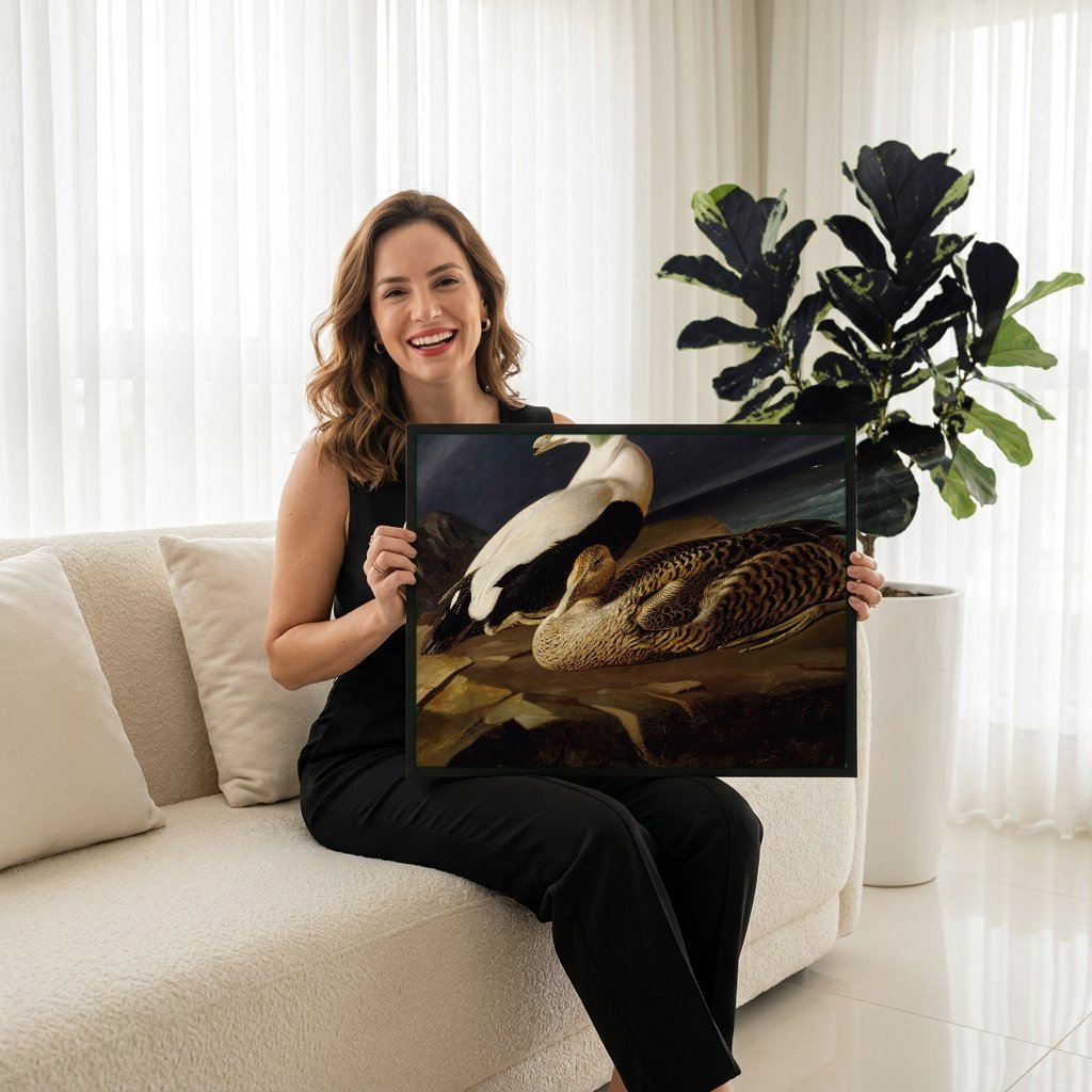 Quadro Decorativo Aves Marinas - Ferdinand von Wright com modelo em ambiente