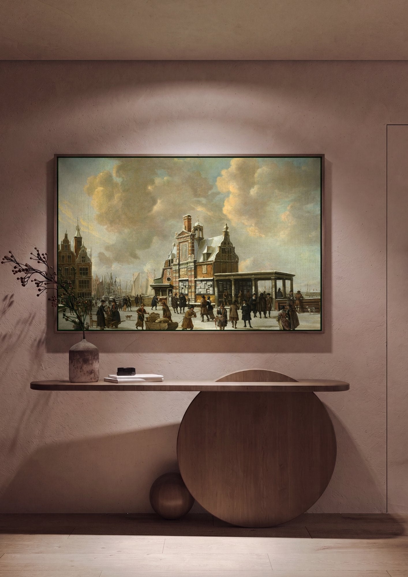 Quadro Decorativo Cena de Inverno Holandesa - Beerstraaten em ambiente decorado