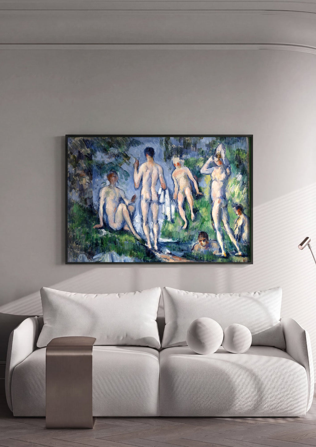 Quadro Decorativo Os Banhistas (Les Grandes Baigneuses) - Cézanne em ambiente decorado
