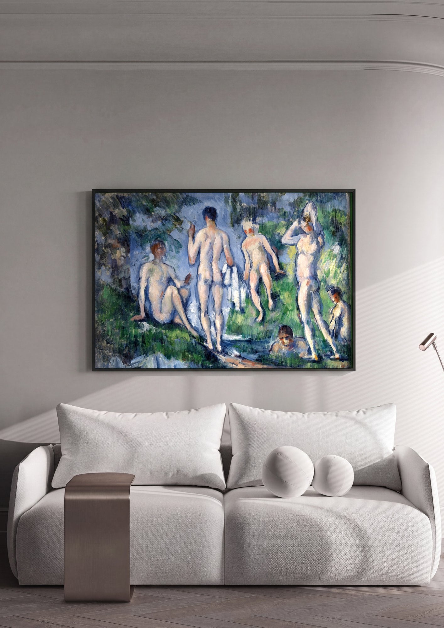 Quadro Decorativo Os Banhistas (Les Grandes Baigneuses) - Cézanne em ambiente decorado