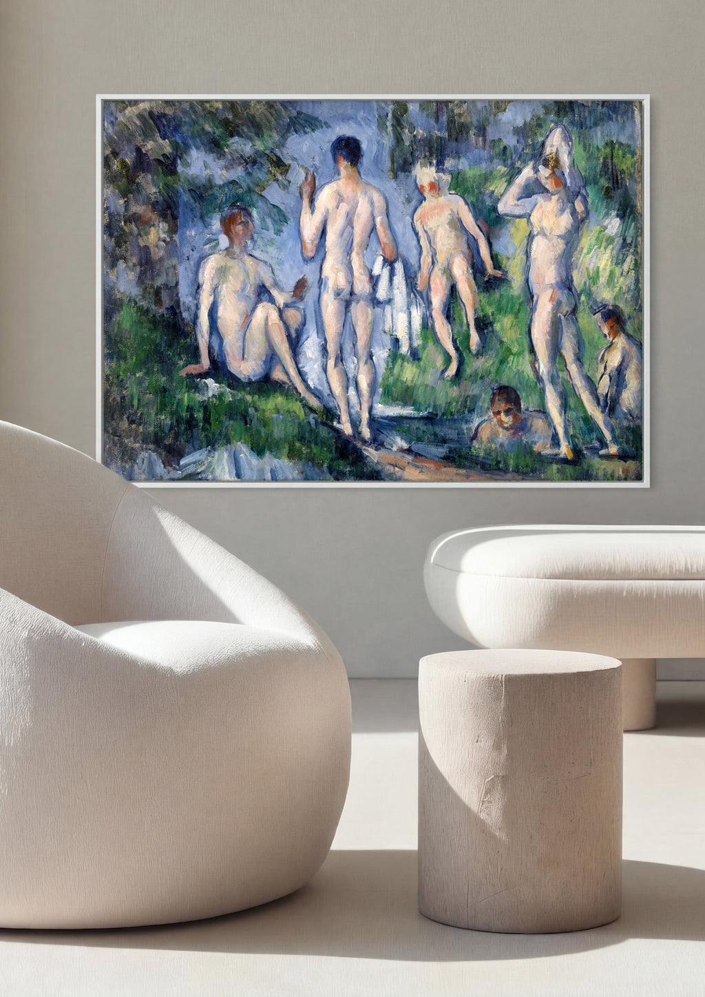 Quadro Decorativo Os Banhistas (Les Grandes Baigneuses) - Cézanne em ambiente decorado
