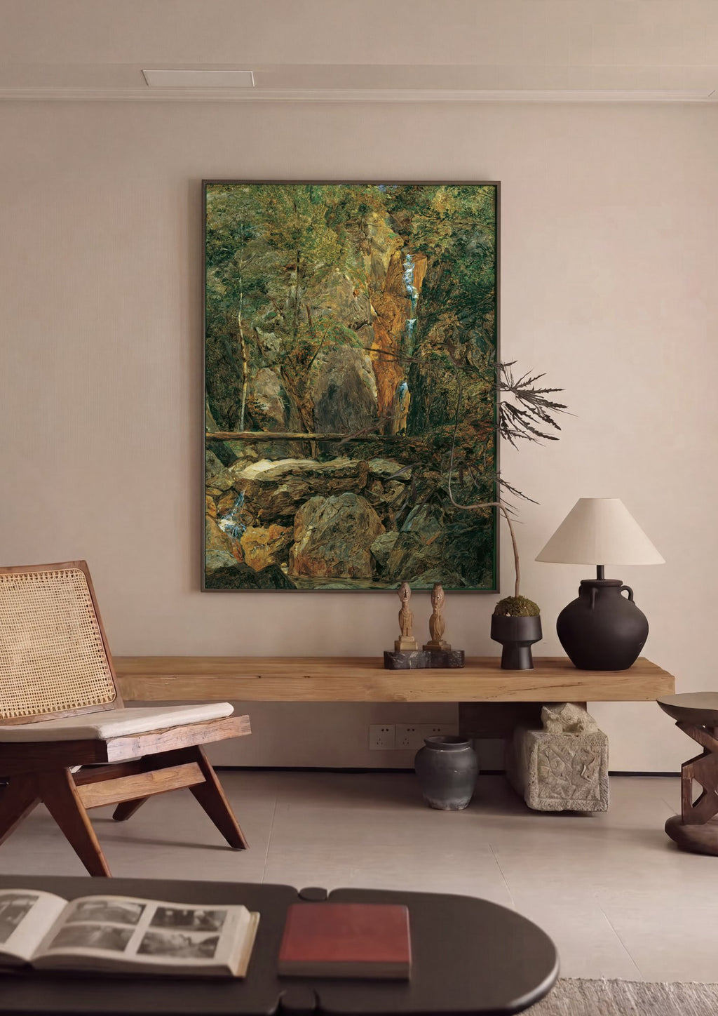 Quadro Decorativo A Cachoeira - Ferdinand Georg Waldmüller em ambiente decorado