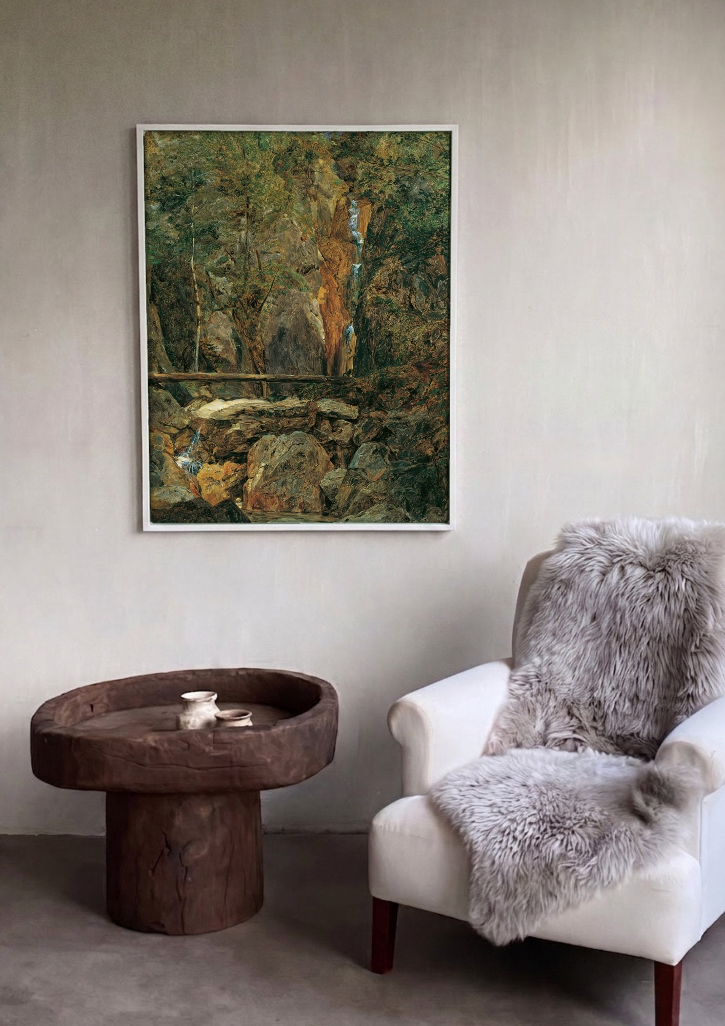Quadro Decorativo A Cachoeira - Ferdinand Georg Waldmüller em ambiente decorado