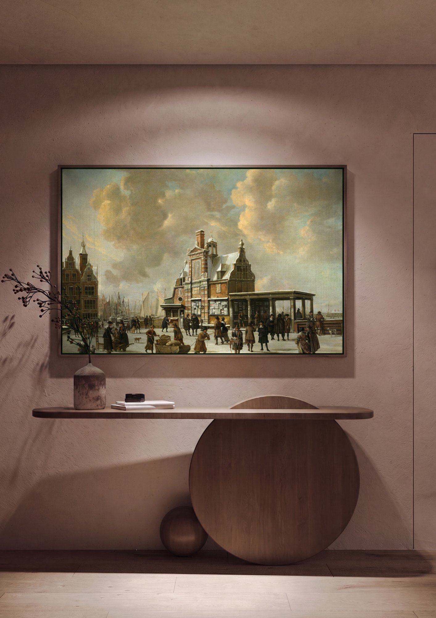 Quadro Decorativo Cena de Inverno Holandesa - Beerstraaten em ambiente decorado